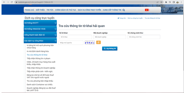 Tra cứu tờ khai hải quan